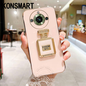 Konsmart Ốp Giá đỡ thiết kế nước hoa mới Realme 11 Pro 11pro + 2023 Ốp điện thoại tráng gương lấp lánh thời trang sang trọng realme11pro + 5g Ốp lưng mạ điện cạnh thẳng
