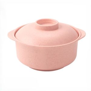 Set 2 in 1 Mangkuk Tutup Makan Bahan Serat Jerami Gandum Diameter 14cm Dengan Tutup Mangkok white Grass Bowl Wheat Straw Warna Warni Pastel Cantik
