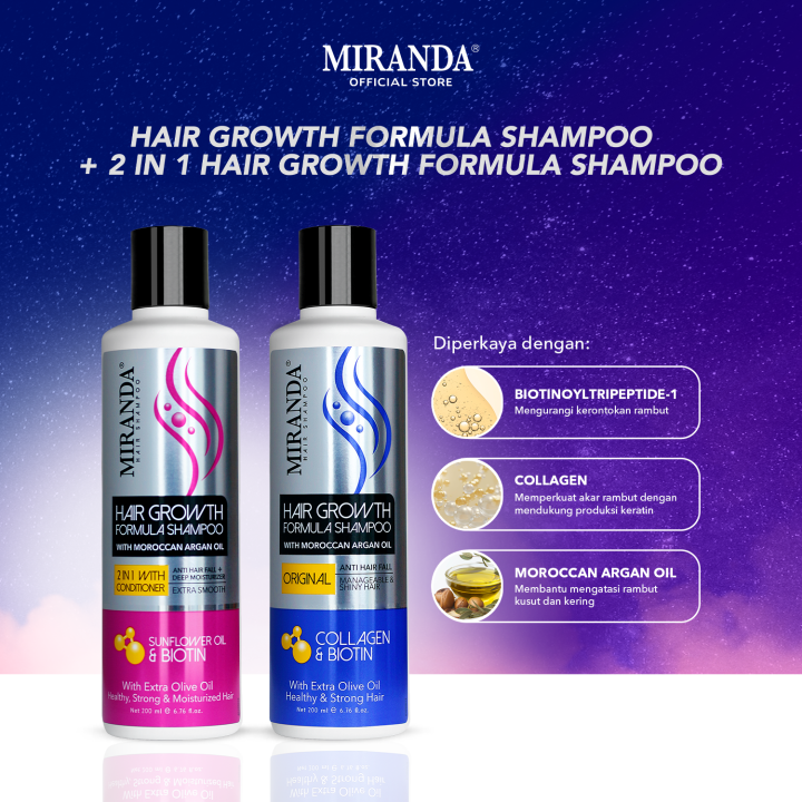 Miranda Paket Hair Growth Biotin Shampoo (Perawatan Rambut Rontok ...