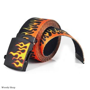 เข็มขัดลายไฟ 🔥 เข็มขัดผ้าลายไฟ เข็มขัดแฟชั่น 🔥ยาว135 cm หัวเหล็กล็อคแบบคาด🔥 ส่งไวจากไทย✅