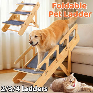 Foldable Wooden Pet Stairs for Dog and Cat Ladder with Non-Slip Pads Removable Steps