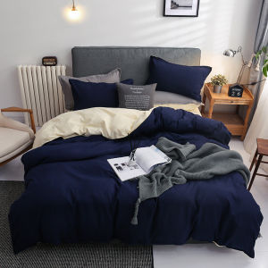 4 in 1 High Quality Bedding Set Duvet Comforter Quilt Cover Set with 2 Pillowcase and Bed Sheet Queen/King Size Solid Color