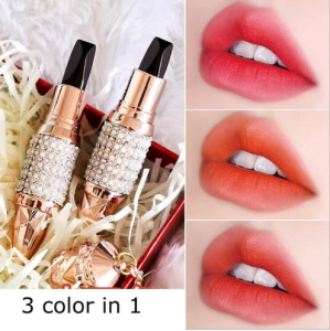 AGAG 3 Color One Lipstick Beauty Queen Matte Moisturizing Soft Fog Waterproof Cow Bloody Rotten Glitter Diamond Lipstick Luxurious