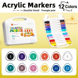 80Colors Dual tip Acrylic Marker Pen Set Dual Tip Coloring Set Highlighter Pen Color Marker Set