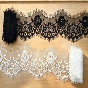MAKERVY 3M Length Lace Trim Floral Design 8cm Wide Lace Ribbon Decorative Eyelash Fringe Craft Supply DIY Craft