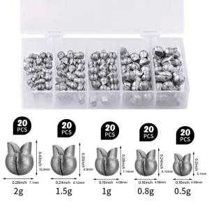 50PCS/100PCS Duckbill Split Shot Sinker 0.5g-2g Fishing Lead Weight Clip On Sinker Lure Fishing Accessories