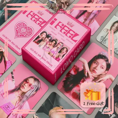 55pcs (G)l-dle《I FEEL》Pink Red Version LOMO Card Set With FREE GIFT Collection Kpop Soojin Jeon So-yeon Minnie Song Yuqi Cho Mi-yeon Yeh Shu Hua