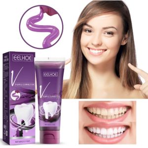 EELHOE V34 Colour Corrector Pasta Gigi Pemutih Whitening Teeth Whitening Toothpaste Karang Gigi Penghilang Noda Nafas Segar Purple Pasta Gigi 30ml