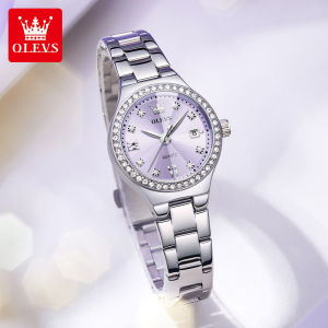 OLEVS Stainless Steel Bracelet Watch - 30M Waterproof Diamond Quartz Womens Watch with Date Display Sleek Metal Strap for Daily Wear