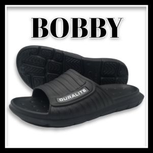 Duralite Bobby Mens Lightweight and waterproof rubber flipflops (Black and Blue)