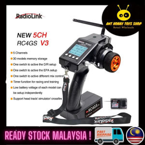 RadioLink RC4GS V3 2.4G 5 Saluran Pengawal Jauh Transmitter dengan Jarak 400M + Penerima R6FG dengan Gyro Terbina