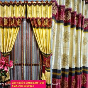 Bahan prada gorden pintu dan  Jendela motip bunga mawar