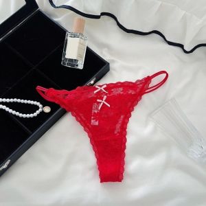 RGFV Transparent Lace Women Hollow Out Sweet Style Seamless Underwear Briefs Thin Strap Lace Bow Underpants Daily Wear