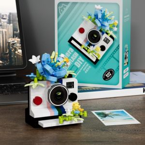Mini Camera Building Blocks toy Rose Flowers DIY Toys Gift for girls