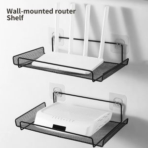 Wall Mounted WiFi Router Shelf Stand TV Set-Top Bracket Storage Box Home Office Organizer Storage Rack Holders