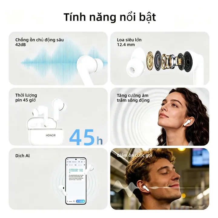 Tai nghe TWS HONOR Earbuds X10 Lite, Bluetooth 5.4, Chống ồn chủ động ANC sâu 42dB, Tai nghe nhét tai, Chống bụi và nước IP54, Thời gian phát nhạc lên đến 45 giờ | BigBuy360 - bigbuy360.vn Tai nghe TWS HONOR Earbuds X10 Lite, Bluetooth 5.4, Chống ồn chủ động ANC sâu 42dB, Tai nghe nhét tai, Chống bụi và nước IP54, Thời gian phát nhạc lên đến 45 giờ | BigBuy360 - bigbuy360.vn