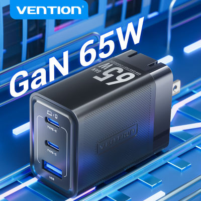 Vention PD 65W củ sạc nhanh GaN 3 Port USB Type C 4.0 3.0 Fast Charger for iPhone 16 15 14 13 Pro Max HUAWEI Mate 70 Samsung S24 Ultra S23 Xiaomi Macbook iPad Laptop Tablet Android cục sạc điện thoại