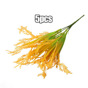 5Pcs Artificial Wheat Ears Rice Bouquet Realistic Faux Plant for Wedding Venue & Home Decor