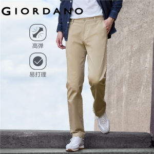 GIORDANO ผู้ชาย กางเกงขายาว ยืดหยุ่น น้ำหนักเบา ดูแลรักษาง่าย สีพื้น เอวสูงปานกลาง ทรงสลิม กางเกงขายาวแฟชั่นลำลอง 01113067