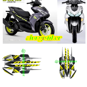 STIKER STRIPING LIS LES BODY MOTOR YAMAHA AEROX VVA 155 TAHUN 2021 WARNA HITAM-ABU 1SET STANDAR