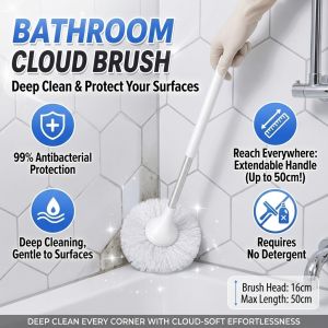 [Soft and Non-Scratch] Cloud Bathroom Cleaning Brush Shower Scrubber Sponge Deep Cleaning Sponge Effective Stain Removal for Bathroom Tiles Glass Bathtub