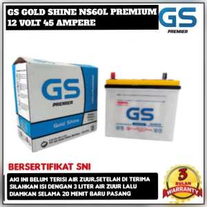 Aki Mobil Grand Livina/Corolla Series/Honda City/Travela/Karimun/Baleno/Capella GS Gold shine NS60L Premium 45 ampere
