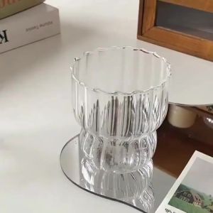 Cốc Ly Thủy Tinh 300ml Thuỷ Tinh Borosilicat 2 Tầng Sọc Uống Cafe Trà Sữa Trong Suốt Basic - Chihirostore.decor