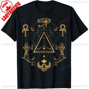 Eye of Horus Sacred Geometry Ancient Egypt Shirt Ankh Scarab Gift TShirt Egyptian Elements Creative Design Men Women Fashion Tee