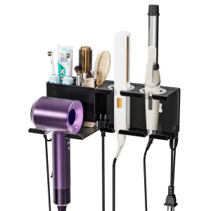 Wall Mounted Hair Dryer Holder Stand Space-Saving Blow BlowerStraightener Organizer Cradle for Bathroom Vanity Storage2026