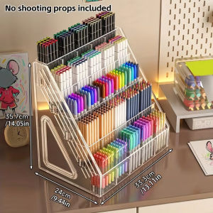 The joy of home Acrylic Pen Holder Desk Organizer Multi Slot Large Storage Transparent Heavy Duty For Office School Art Supplies