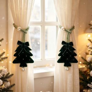 MUNCHX Thiết kế cây thông Noel Dây buộc rèm Giáng sinh Màu xanh lá cây Có thể điều chỉnh Dây buộc rèm trang trí Thanh lịch Dây buộc rèm Trang trí Giáng sinh