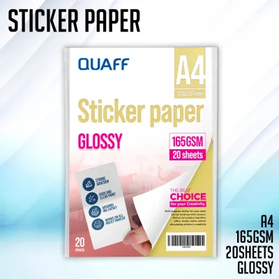 QUAFF 165gsm Sticker Paper Matte/Glossy for Labelling and Decal Printing A4 Size 20sheets/50sheets