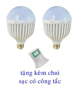 Bộ 02 Bóng đèn Led cảm ứng thông minh SmartCharge 15W + tặng chui sạc e27 có công tắc