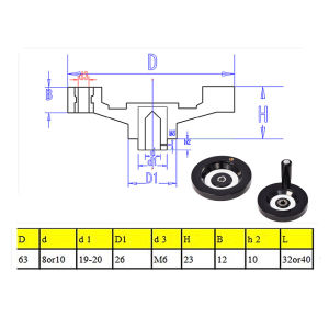 Hand Wheel Mesin Milling 8*63/10*80mm Rear Ripple Lathe Milling Machin Dengan Setang Handle