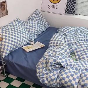 Cartoon Washed Cotton Four-Piece Set Duvet Cover Single Bed Sheet Student Dormitory Quilt Cover Three-Piece Bedding Set LZD
