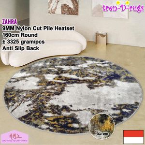 Tren-D-rugs karpet bioskop eropa estetik bulat bundar lingkaran round carpet diameter 160 cm tebal 9mm anti slip motif abstrak modern bulu cut pile alas lantai ruang tamu keluarga kamar tidur - NMs