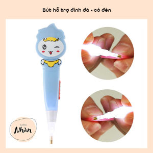 Bút đèn bút đính đá chuyên dụng có đèn phát sáng hỗ trợ làm tranh đính đá 5D | tặng kèm 4 đầu đính đá 1v 3v 6v 9v