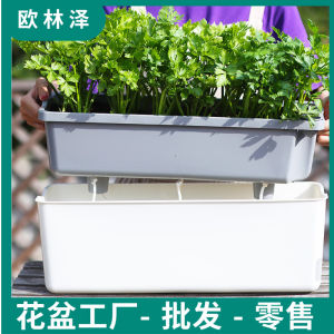 LZD  Balcony Extra Large Planting Basin Household Planting  Indoor Self-Absorbent Irrigation Desktop Lazy Flower Pot Plastic Rectangular