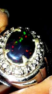 CINCIN BATU KALIMAYA BLACK OPAL SOLID ASLI BANTEN