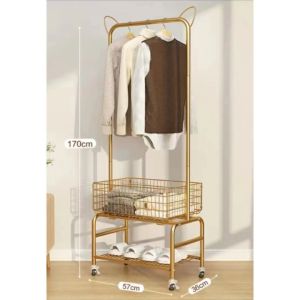 V Home ราวแขวนผ้าพร้อมตะกร้า 3 in 1 มีล้อเลื่อนสไตล์มินิมอล รับน้ำหนักได้ดี มี 2 สีให้เลือก