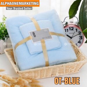 Thickened High-density  Luxury Towel  Microfiber Tuala Viral 2in1 Set Plain Colours 2pcs Large High Absorption Soft Comfortable Bath Towel Set Swimming Bath Towel + Face  Hand Towels Set Gift Towel Tuala Mandi Tangan Tuala Muka