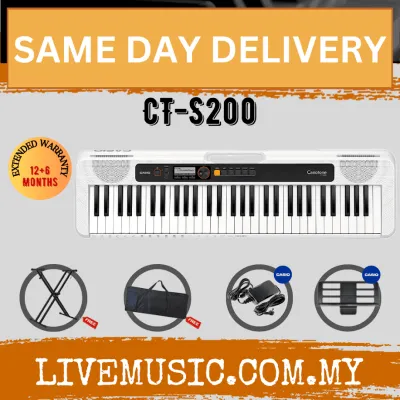 Casio CTS200 61-Keys Casiotone Keyboard with Keyboard Stand Damper pedal Headphone And Bag - White ( CT-S200 / CT S200 )