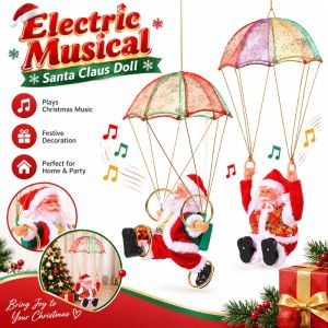 NEXTYOO Hài hước Búp bê ông già Noel biết nhảy múa bằng điện. Treo Chúc mừng Giáng sinh. Vật trang trí hình ông già Noel treo. Quà tặng dây chuyền ông già Noel dù Đồ trang trí Giáng sinh