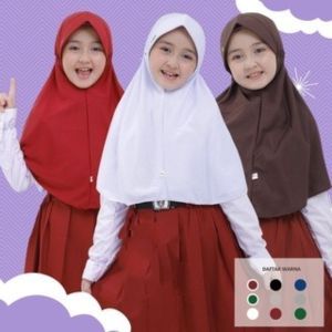 Kerudung Sekolah Anak Perempuan TK Paud SD SMP SMA Serut Hijab Murah Terlaris