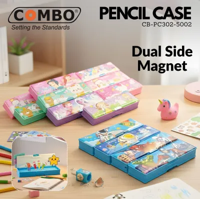 Magnetic Pencil Case / Tempat Pensil Magnet Dual Hole Sharpener / Kotak Pensil 2 Sisi Dengan Serutan / Tempat Pensil Motif PC301-3995