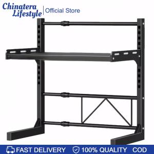 2/3 Tier Expandable Microwave Rack Height Adjustable Microwave Storage Stand Microwave Oven Rack for Kitchen Countertop