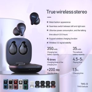 Original REMAX Bluetooth 5.0 true wireless binaural stereo earbuds music call sports Bluetooth headset TWS-12