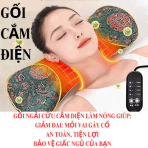 Gối Massage Ngải Cứu Điện Làm Nóng – Thư Giãn Vai Gáy Hương Thơm Tự Nhiên