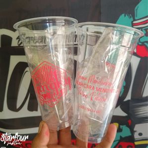 Cup Plastik Custom Sablon - Desain Custom - Free Desain - Ukuran 10/12/14/16/18/22 Oz - 100 Cup Gratis