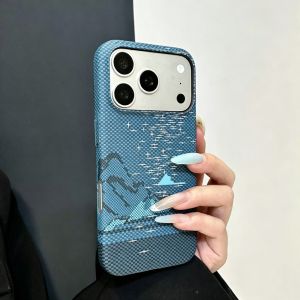 Luxury Ultra Slim Carbon Fiber Kevlar Hard Plastic Case For iPhone 17 16 15 14 13 Pro Max  Armor Bumper Shockproof Cover Funda